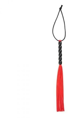 Frusta rossa in ecopelle con manico a sfere bondage