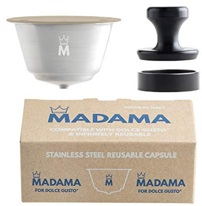 Madama - Nachfüllbare und wiederverwendbare Kapsel, kompatibel mit Dolce Gusto. Edelstahl und lebensmitteltaugliches Silikon. Zu 100% in Italien hergestellt. Packung mit 1 Kaffeepads