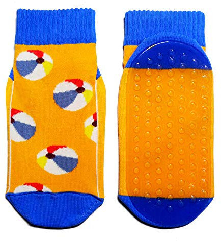 Weri Spezials Strandsocken für Baby und Kinder mit ABS Beschichtung, Aqua-Socken Madchen Jungen Schwimmschuhe mit Strandbälle, von Größe 19 bis 38, in 2 tollen Farben (23-26, Orange)
