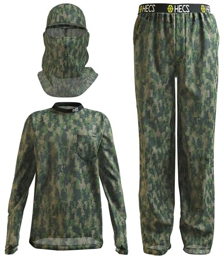 HECS HECSTYLE Lightweight System | Hunting Camo Suit with Bioelectric Shielding | Hunting Clothes for Men | Patented Technology | Mens Hunting Clothes - Large - Green