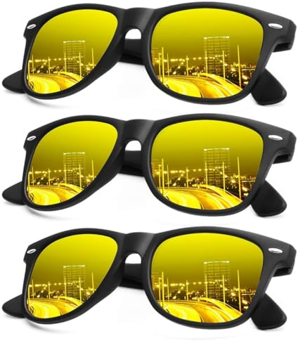 KALIYADI Night Vision Glasses for Men Women Polarized Driving Glasses Yellow Tinted Anti Glare With UV Blocking (3 Pack)