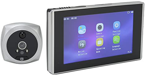 Judas de Porte Numérique 4,5 Pouces, Caméra Judas 1080P 2MP 160 Degrés, Vision Nocturne IR, Détection de Mouvement avec Carillon, Judas de sécurité pour la Maison