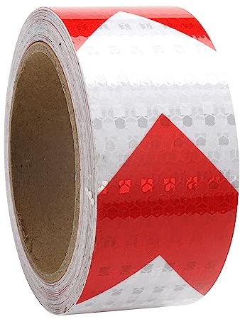 Cinta Reflectante Cinta de Seguridad Roja y Blanca, 10m x 5cm, Pegatina, de Precaución, Adhesiva