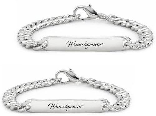 BAVELA | Partnerarmbänder | Personalisierte Partner Armbänder | Armband mit Gravur für Herren und Damen | Partnerarmband für Paare | Pärchen Armband (2 Armbänder)