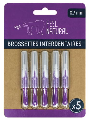 Kit 5 Brossettes Interdentaires 0,7mm - Nettoie les Espaces Interdentaires en Douceur - Nettoyage Dentaire Efficace - Accessoire Nettoyant Plaque Dentaire, Hygiène Bucco-Dentaire Feel Natural