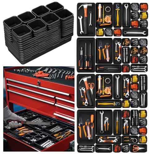 AXNSATRE Sortierbox Schubladen Werkstatt Werkzeug Organizer - 58 Stück Schubladen Ordnungssystem, Sortierbox Werkstatt, Werkzeug Organizer, Schubladen Organizer Werkstatt,Werkzeugkasten mit Schubladen
