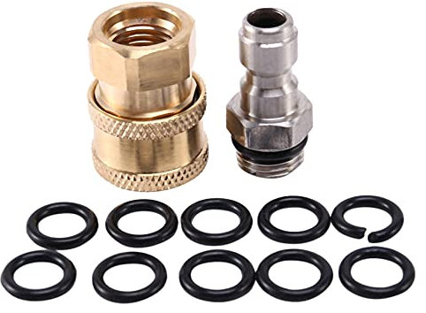 Bumdenuu Juego de Adaptadores para Limpiador de Alta Presión, Kit de Desconexión Rápida de 1/4 Pulgadas con 10 Juntas Tóricas.5000 Psi