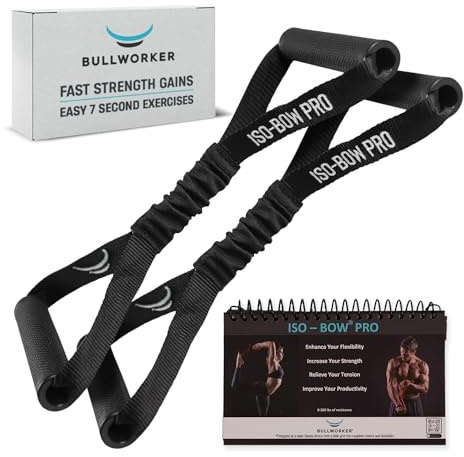 Bullworker ISO-BOW Pro Pair - Attrezzi per esercizi isometrici – Cinghia per stretching e allenamento auto-resistenza, cinghie portatili per esercizi a casa con manici per yoga, pilates, mobilità e