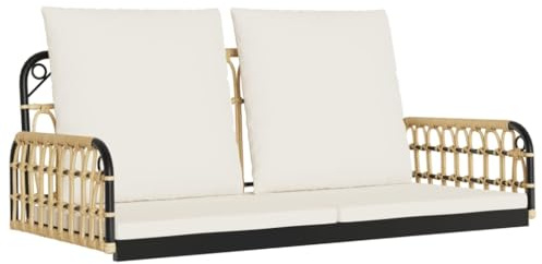 vidaXL Panchina a Dondolo con Cuscini 105x58x38cm Polyrattan e Acciaio, panchina a Dondolo con Cuscini, Seduta a Dondolo, Seduta a Dondolo in Rattan