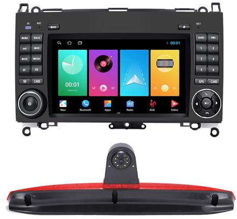 GPS Sat Nav Navigation Navigator Autoradio with CarPlay & Android + HD Rear View Backup Reversing Camera Parking System Compatible with Mercedes Benz Vito W447 Cargo van (G7239+Reversing Camera)