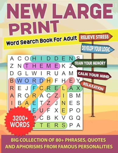 New Large Print Word Search Book for Adults: Big Word Find Puzzles with 3200+ Words to Keep the Mind Active - Relaxing Brain Games for Seniors and ... (Collection of Puzzle Books for Adults)