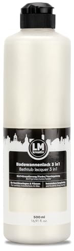 LM-Kreativ Barniz para bañera 3 en 1, 2 K, 500 ml, nácar, pintura para azulejos y azulejos para baño, bañeras, platos de ducha, azulejos y lavabos, alta cobertura, resistente e impermeable