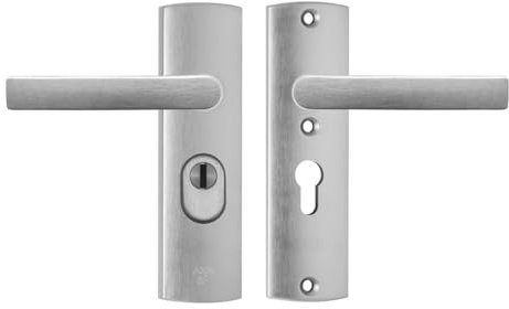 AXA Curve Plus PC55 Ensemble de poignées de porte intérieures avec plaque longue – Modèle U – PC55 avec protection contre la traction – Aluminium