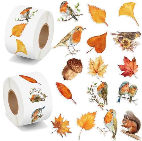 BkeeCten Bird Maple Leaves Sticker Waterproof Vinyl for Water Bottle