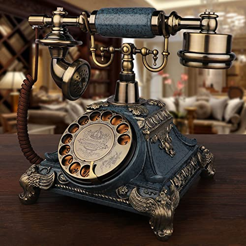 Roterande telefon, antik fast telefon med sladd för hemmakontor, vintage design, hållbar mässingskonstruktion