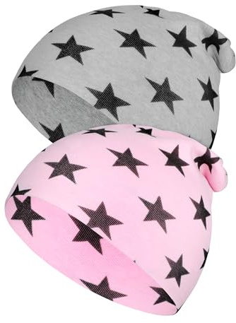 Kiiwah 2 Pezzi Berretto Bambino, Cappello Cotone Bambino Unisex Berretto per Ragazzi e Ragazze, Cappellino Bambina Invernale in Doppio Strato per Primavera, Autunno, Inverno