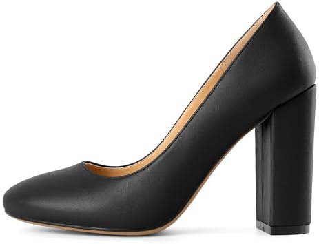 EDEFS - Chaussure Mode Escarpin - Talon Hauts Bloc - Bout Rond fermé - Soirée Mariage Grand Femme - MatteNoir - Taille 42