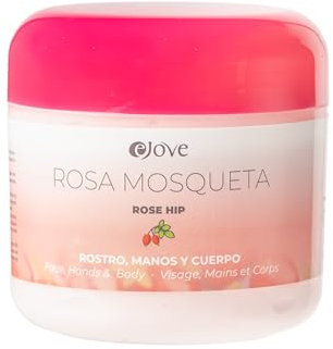 Ejove Crème à la Rose Musquée pour le Visage, les Mains et le Corps 300 ml | Hydratation intense et soin anti-rides naturel | Régénérant peau sèche, vergetures et cicatrices | Crème réparatrice