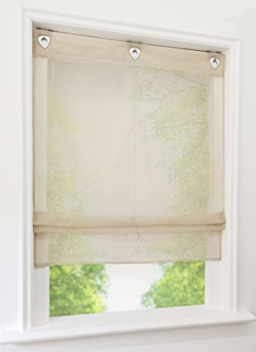 1 tenda a pacchetto con ganci a U, colore bianco, trasparente, in voile, 60 x 130 cm, sabbia)