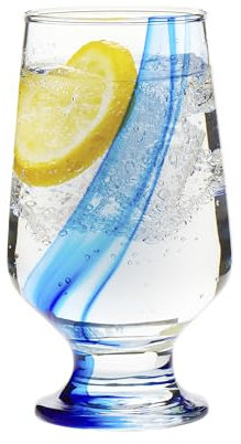 Libbey Blue Ribbon Kelchgläser, einzigartige blaue Wasserkelche, Set mit 8 Stück, Wassergläser mit dickem Stiel für Limonaden und Cocktails