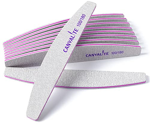 Canvalite 10 PCS Nail File Professional Nail Files Reusable Double Sided Emery Board(100/180 Grit) Nail Styling Tools for Home and Salon Use Christmas Gifts for Women