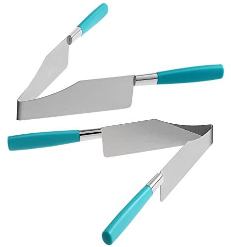 DOITOOL 2pcs Cake Slicer Cutters, Stainless Steel Cake Slicer cutter,metal cutter Pie Knife Cake Lifter Tools Professional Pastries Divider for Cakes Pie Desserts Pizza (Random Color Blue Or Pink)