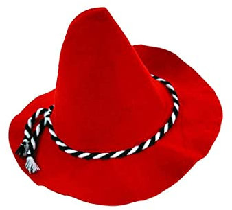 KarnevalsTeufel Seppelhut Rot mit Kordel schwarz/weiß, 5er oder 10er Pack Volksfest Kirmes Bayernhut Filzhut (10er Pack)