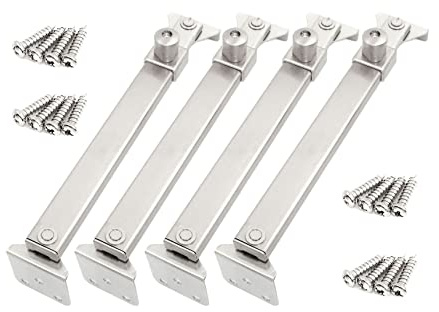 I-EASYDWW Window Hinges - Casement Window Stays & Locks, Angled Fixed Base, Sprayed Silver Style, 2 Pair, 6 Fixed Slots