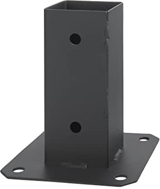 ADGO Casquillo atornillable de grafito, 80 x 80 mm, anclaje de suelo para postes de madera, postes de madera cuadrados, casquillo de suelo, soporte de valla, placa de suelo, ancla, galvanizado en