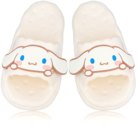 Roffatide Anime Cinnamoroll My Melody Kuromi Scivoli per ragazze Scivoli per la casa Sandali da doccia antiscivolo per il bagno Pantofole di gomma Bianco 37-38