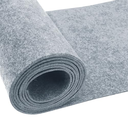 Yuragim Filtrulle filttyg 30 cm x 250 cm x 3 mm pysselfilt grå polyester filt för gör-det-själv förvaringsväska filtunderlägg lapptäcke sömnad hantverk fest festival dekoration, filt för pyssel