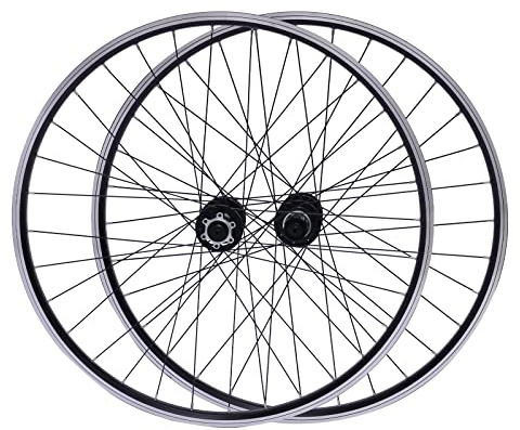 BANLICALI 27.5 Inch Wheelset, Aluminum Alloy Bike Wheels, Rim Disc Brake Mountain Bike Wheelset with Quick Release Lever and Spokes, Front Rear Mountain Bike Wheels Black (Black Hub)