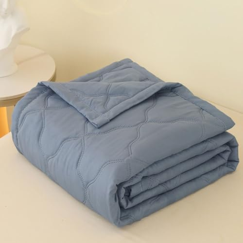 DOTBUY-SHOP Colcha Bouti Cubrecama Colcha de Ligero, Edredón Manta de Dormitorio Verano Cuatro Estaciones Colchas para Cama Individual Matrimonio (Gris-Azul,150x200cm)