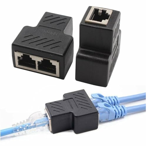 CABLEPELADO Adaptador Divisor de Red 1 RJ45 a 2 RJ45, Duplicador RJ45, Ethernet Splitter, Divisor Ethernet RJ45, Splitter de Red, Apto para Cat 5 / Cat 5e / Cat 6 / Cat 7, 8P8C, hasta 100 Mbps