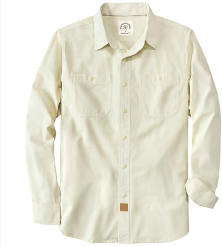 Dubinik® Chambray-skjorta Herr Bomull Herr Långärmad Knappskjorta, Grädde beige, M