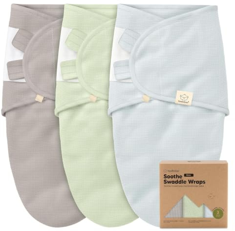 3-pack ekologisk ryggsäck för nyfödda, baby Pucksäck 0–3 månader – babyskötduk, nyfödd omlottduk, babysovsäck för flickor, pojkar, mjuk och tät, krok och loopstängning (ribble, OS)