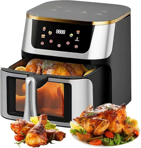 Air Fryer,12L Friteuse Sans Huile, 8 Programmes Prédéfinis, 2800W, Friteuse Air Fryer, Fenêtre de Cuisson, Friteuse Electrique avec LED Écran Tactile