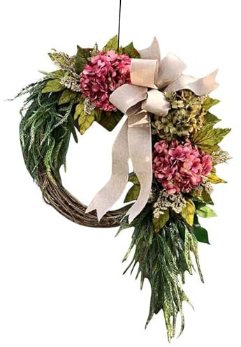 Couronne de porte d'entrée, couronnes de printemps de porte d'entrée - 15,75 pouces de Garland pouces élégants chic vibrant - Ornement mural extérieur intérieur, décoration de porte de porche de ferme