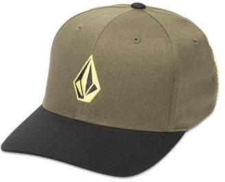 Volcom Men's Full Stone Flexfit Hat - 6-Panel Structured Stretch Twill Baseball Cap, Wintermoss, S/M