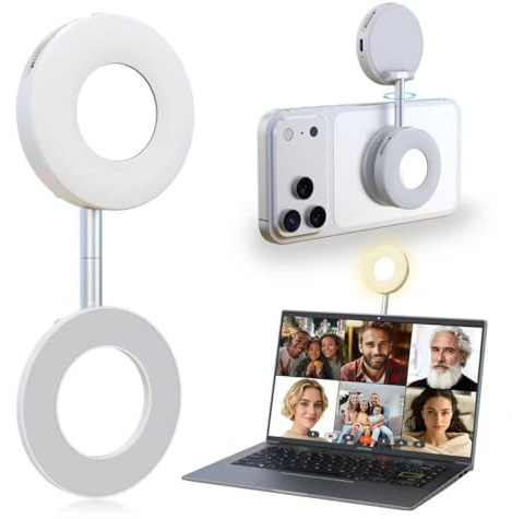Magnetiskt selfie-ljus, telefonljus kompatibel med iPhone Magsafe, CRI97 360° LED selfie-ring fyll vikbar lampa med spegel för selfies/fotografi/TikTok/zoomsamtal/videokonferens