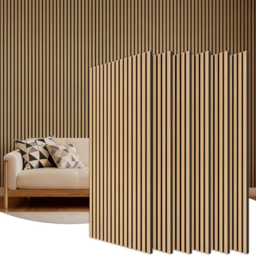 TONOR Panneau Mural Decoratif de Bois,120x60-4.32㎡, 6 Pièces, Teck | Tasseau Bois Panneaux Acoustique, Claustra Intérieur Mdf, Decoration Murale pour Chambre, Salon, Gaming, Bureau, Studio