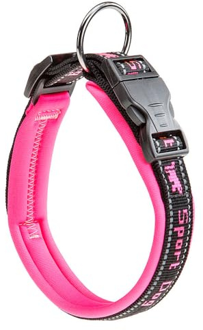 Ferplast Hundehalsband Sport Dog, Weich Gepolstertes Nylon Hunde Halsband für große Hunde, Verstellbare und Reflektierend, Größe: 2,5 cm (45-55 cm), Rosa
