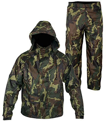 A-PRO SRL Tuta Antipioggia Completo Impermeabile cappuccio Caccia Pesca Verde L
