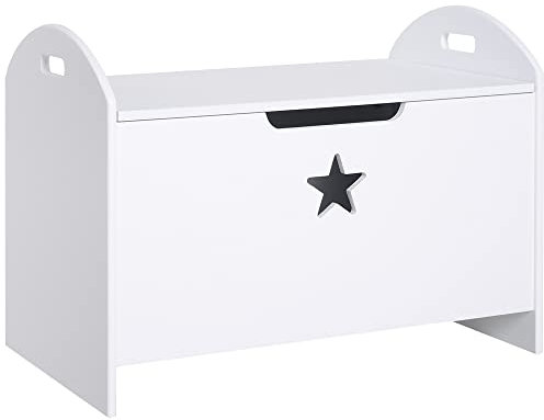 HOMCOM Coffre malle de rangement coffre à jouets dim. 62L x 40l x 46H cm MDF blanc