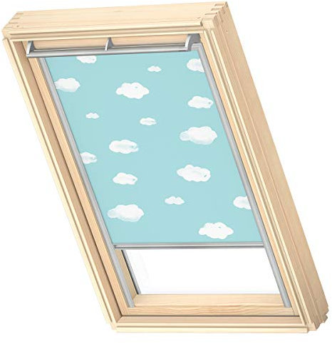 VELUX Original Dachfenster Verdunkelungsrollo für PK06, Blauer Himmel, mit Grauer Führungsschiene