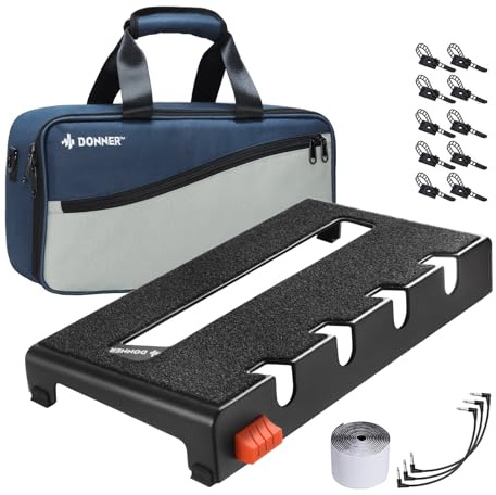 Donner Pedalera de efectos para Guitarra Portable 36,7cm x 19,1cm x 5,2cm, Pedalboard con Bolsa de Transporte y Cinta de Gancho y Bucle, Tablero de Pedal de Aleación (DB-S100)