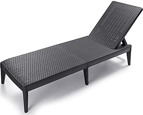 Ondis24 Gartenliege Milan Sonnenliege verstellbares Kopfteil, Relaxliege aus Kunststoff, Flache Rattan-Optik (ohne Kissen, anthrazit)