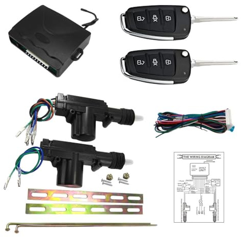 MASO Sistema de bloqueo de puerta central de alarma de coche de 24 V, negro, 2 mandos a distancia, compatible con camión, furgoneta, remolque, camión, vehículos de ingeniería