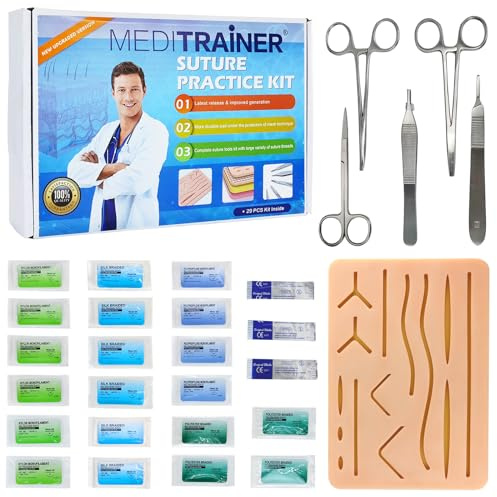 EVOTECH SCIENTIFIC Chirurgisches Nahtset, Menschliches genähtes Hautmodell, Nähset Medizin, Nur für Medizinstudenten, Ärzte, Krankenschwestern und praktizierende Ärzte zum Üben des Wundnähens