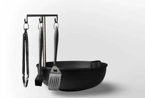 BOLA - Soporte para herramientas para barbacoa + herramientas | Soporte para herramientas colgante + juego de herramientas diseñado para la parrilla de bola